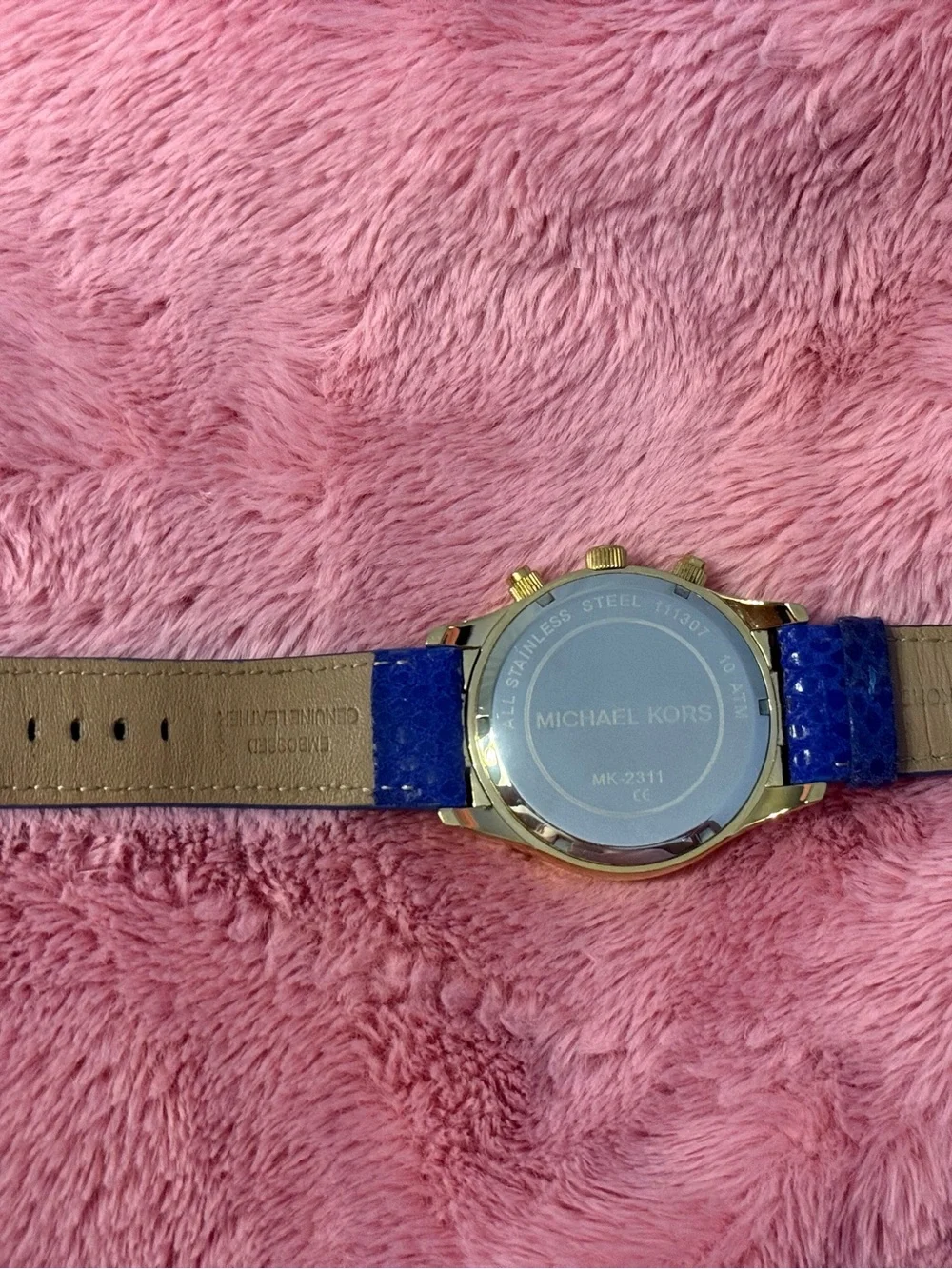 Michael Kors Gold Tone Crystal Pavé Watch with Blue Strap